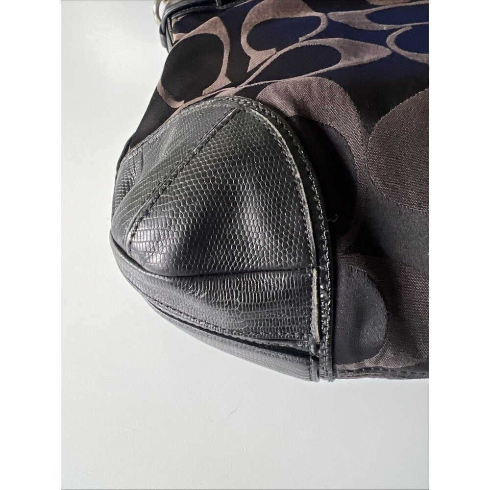 Vintage COACH #16408 Collette Signature Brown & Black Leather Cloth Bag - Picture 4 of 16